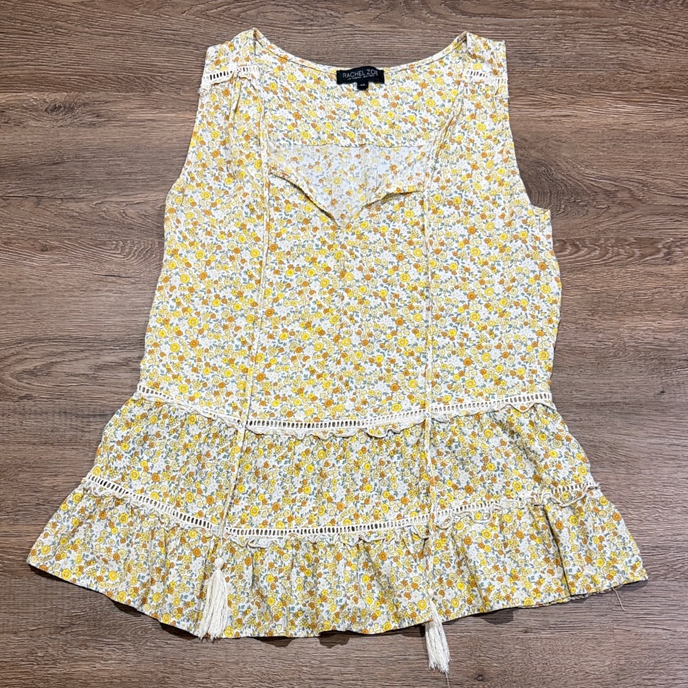 Rachel Zoe Tunic Tank Top in Yellow Ditsy Floral